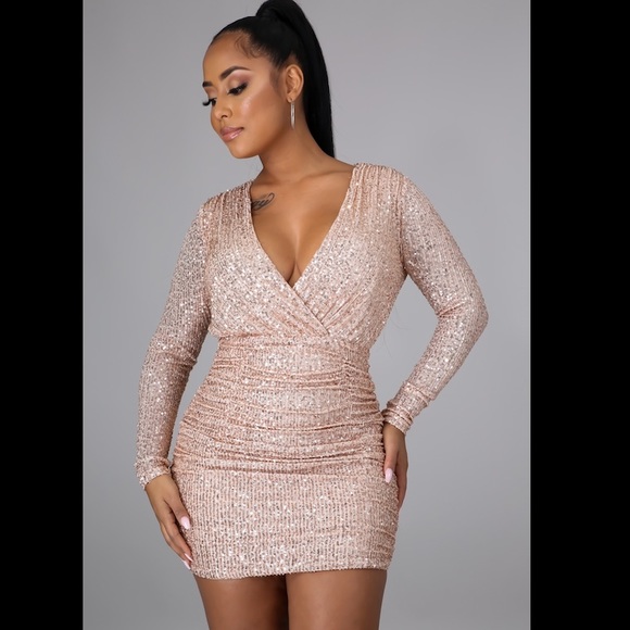 Rose Gold Sequin Dress - Picture 2 of 5